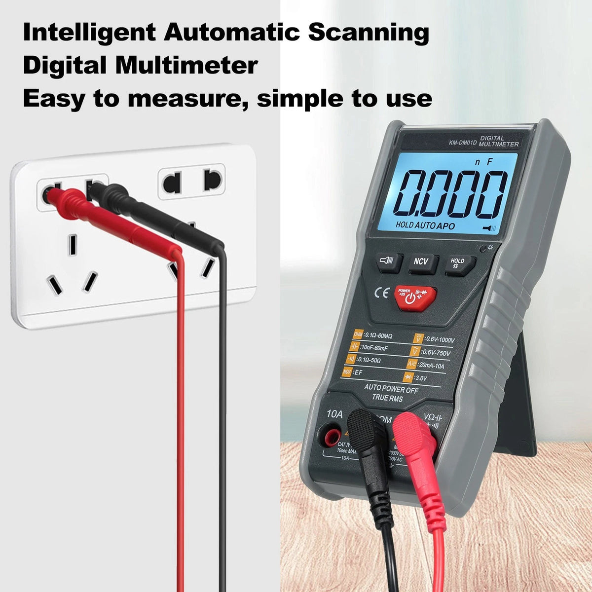 True RMS Digital Multimeter KM-DM01D 6000 Counts for Electrical Testing
