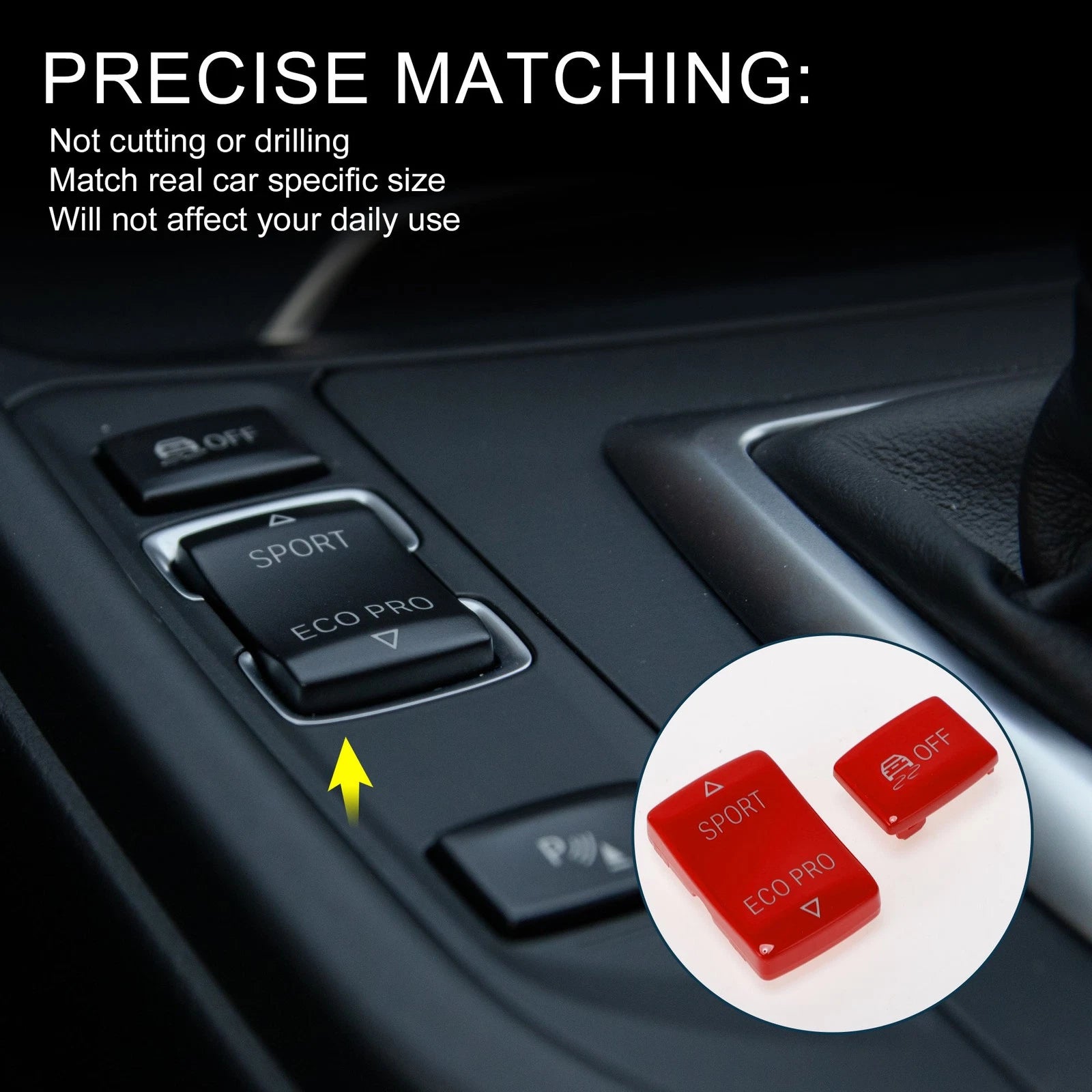 Center Console SPORT ECOPRO Off Button Cover for BMW 1 2 3 5 Series (2 Pcs)