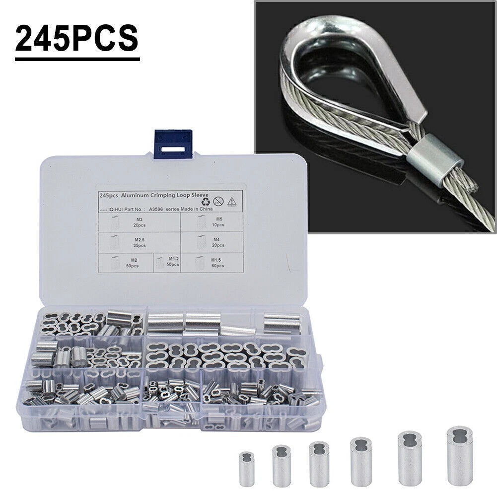 Double Barrel Crimping Loop Kit for Wire Rope and Cable (245 Pcs)