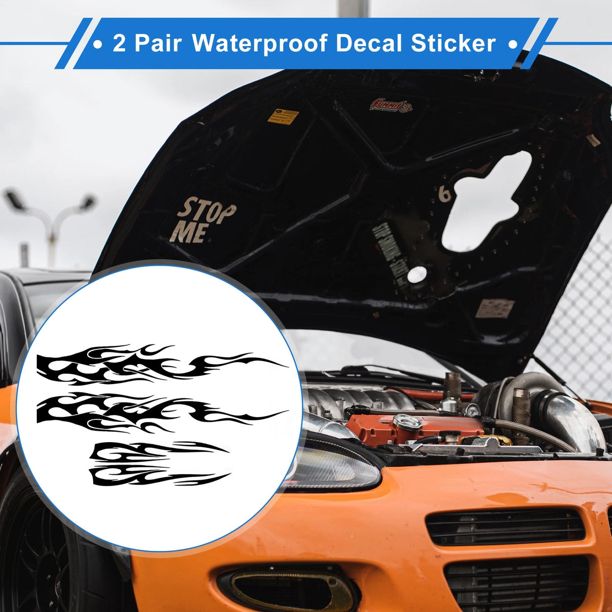 2X Flame Pattern Car Bumper Sticker Decal Waterproof Black