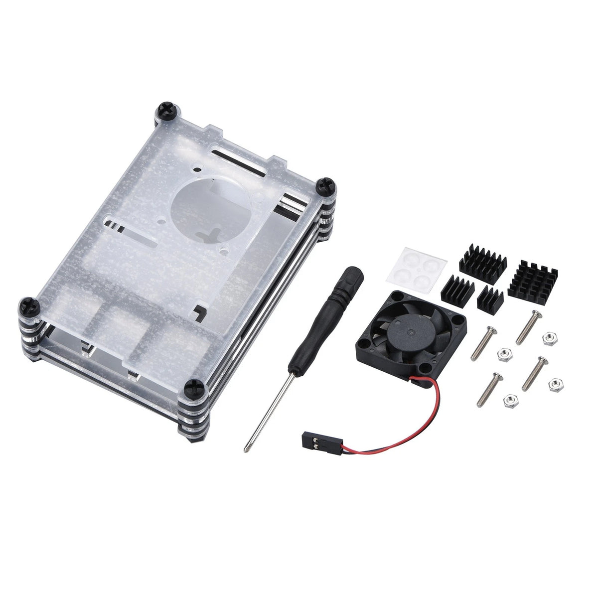 Clear 9 Layers Case with Cooling Fan for Raspberry Pi 4B (2019–2023)