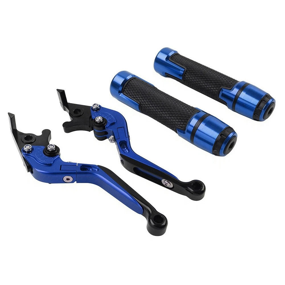 Blue Extendable Brake Clutch Levers Handlebar Grips Sets For Suzuki GSX-S750