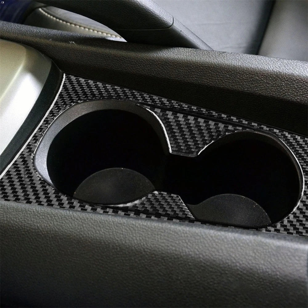 Carbon Fiber Front Water Cup Holder Decoration Trim For Chevy Camaro 2010-2015