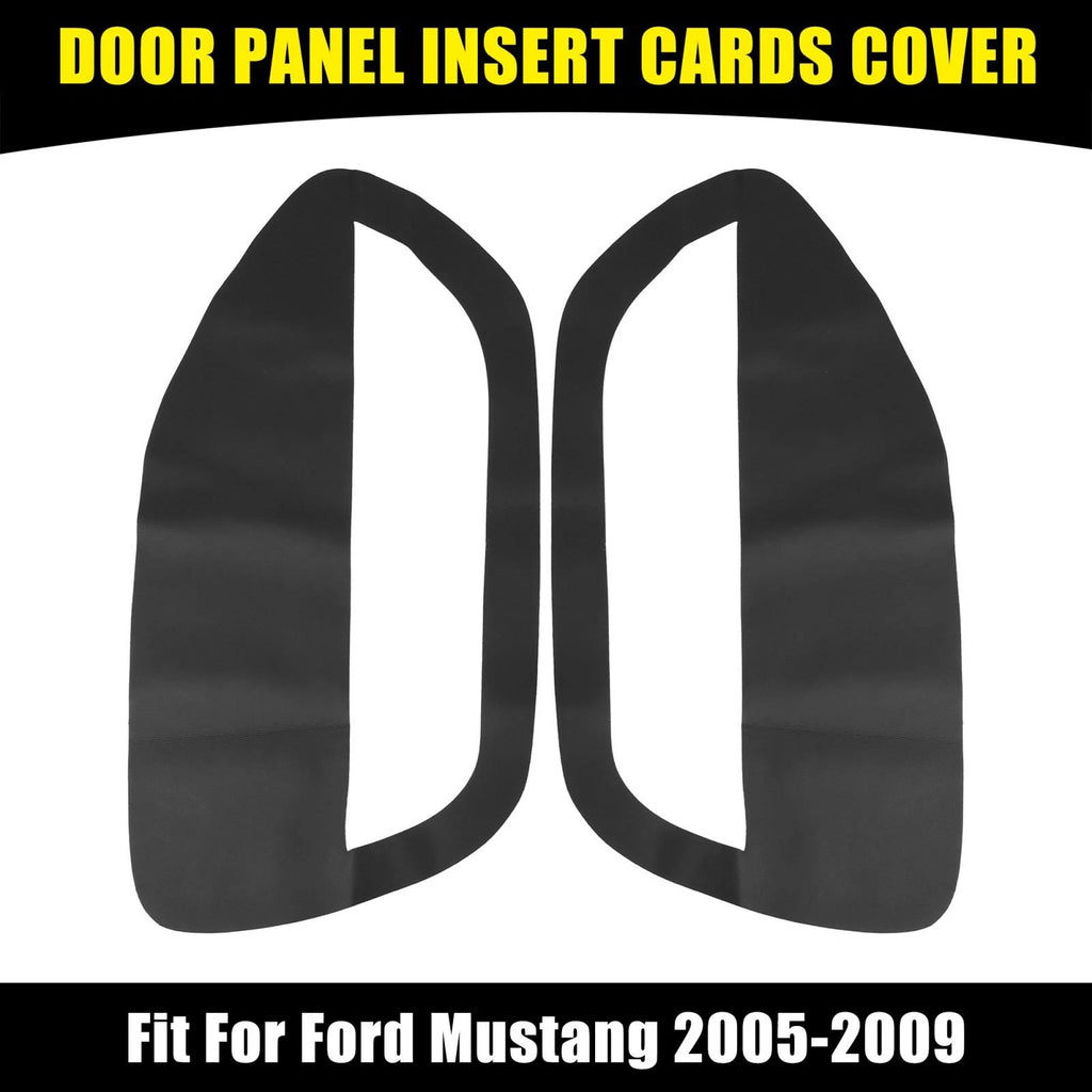 Door Panel Insert Cards Cover Black Microfiber Leather for Ford Mustang (2015–2023)
