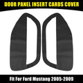 Door Panel Insert Cards Cover Black Microfiber Leather for Ford Mustang (2015–2023)