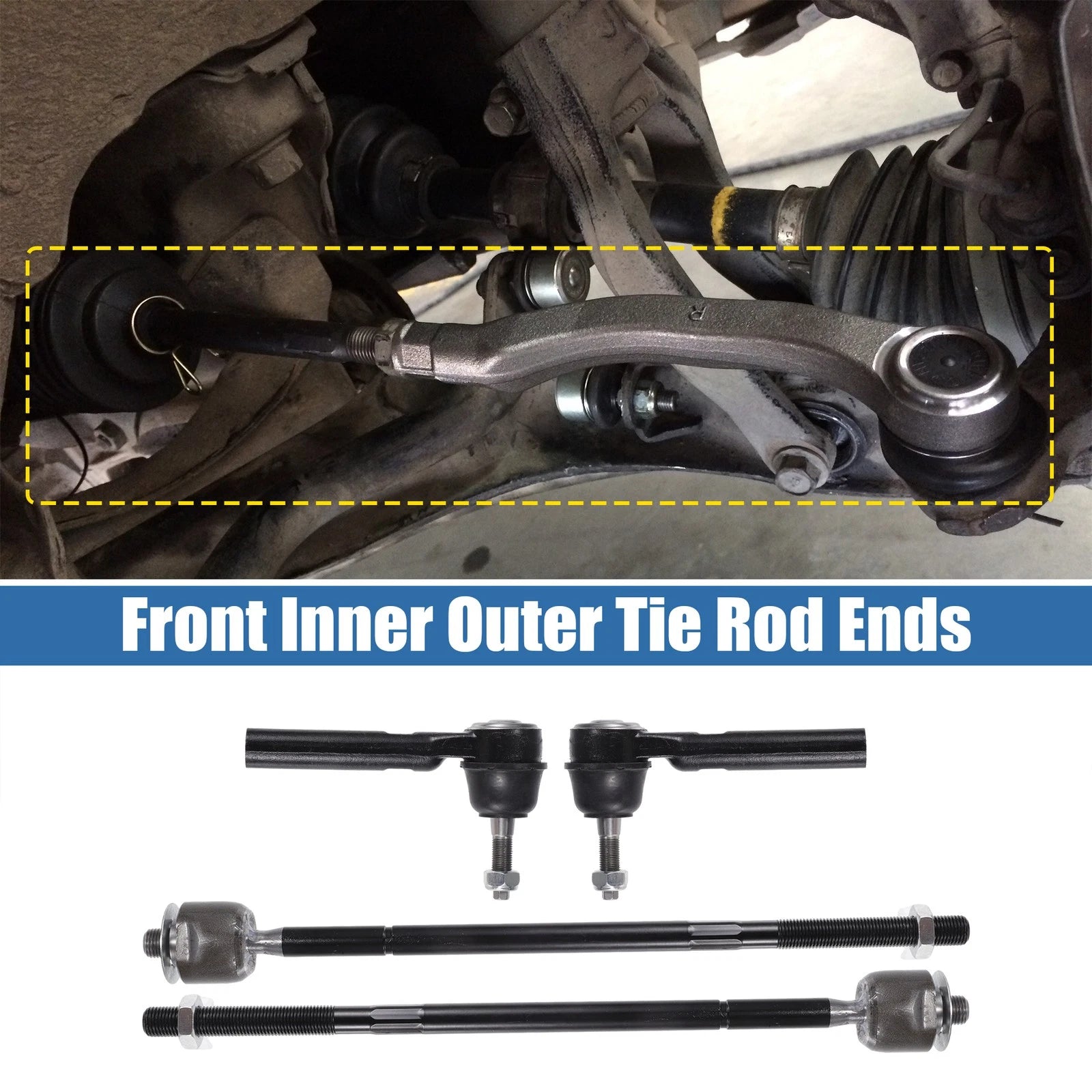 4PC Front Inner Outer Tie Rod Ends Kit for Chrysler Town & Country (2008–2010)