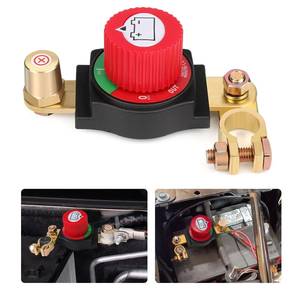 Battery Disconnect & Top Post Kill Switch for Car RV (12V-48V)