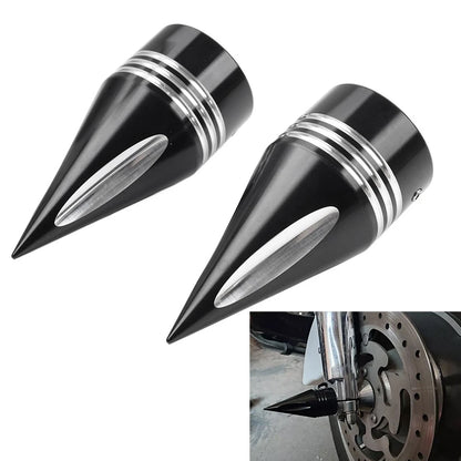 2pcs Black&White Spike Front Axle Cap Nut For Harley Touring Dyna Sportster 1200