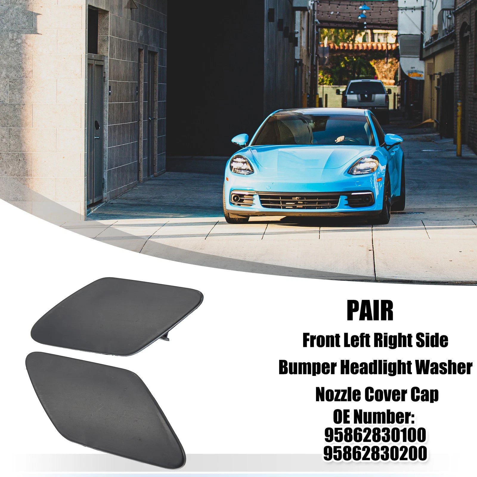 Pair Washer Nozzle Covers for Porsche Cayenne (2011–2014) Black