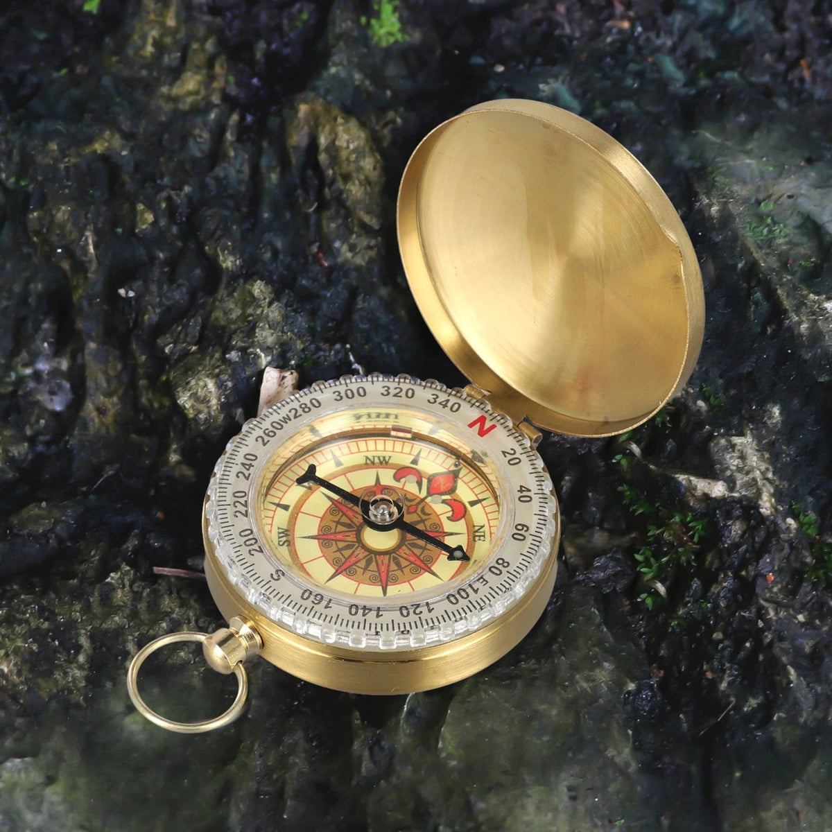 Vintage Pocket Compass in Brass with Glow Feature for Night Navigation