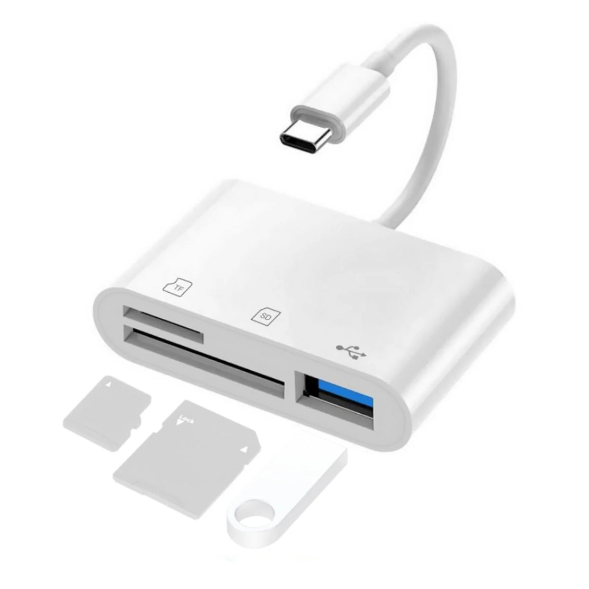 3-Port USB Type C Card Reader Adapter for MacBook Pro (2016–2023)