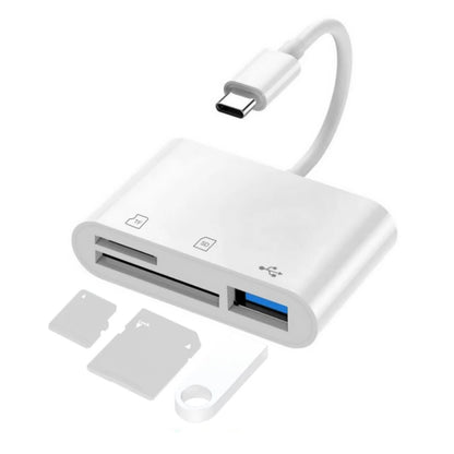 3-Port USB Type C Card Reader Adapter for MacBook Pro (2016–2023)