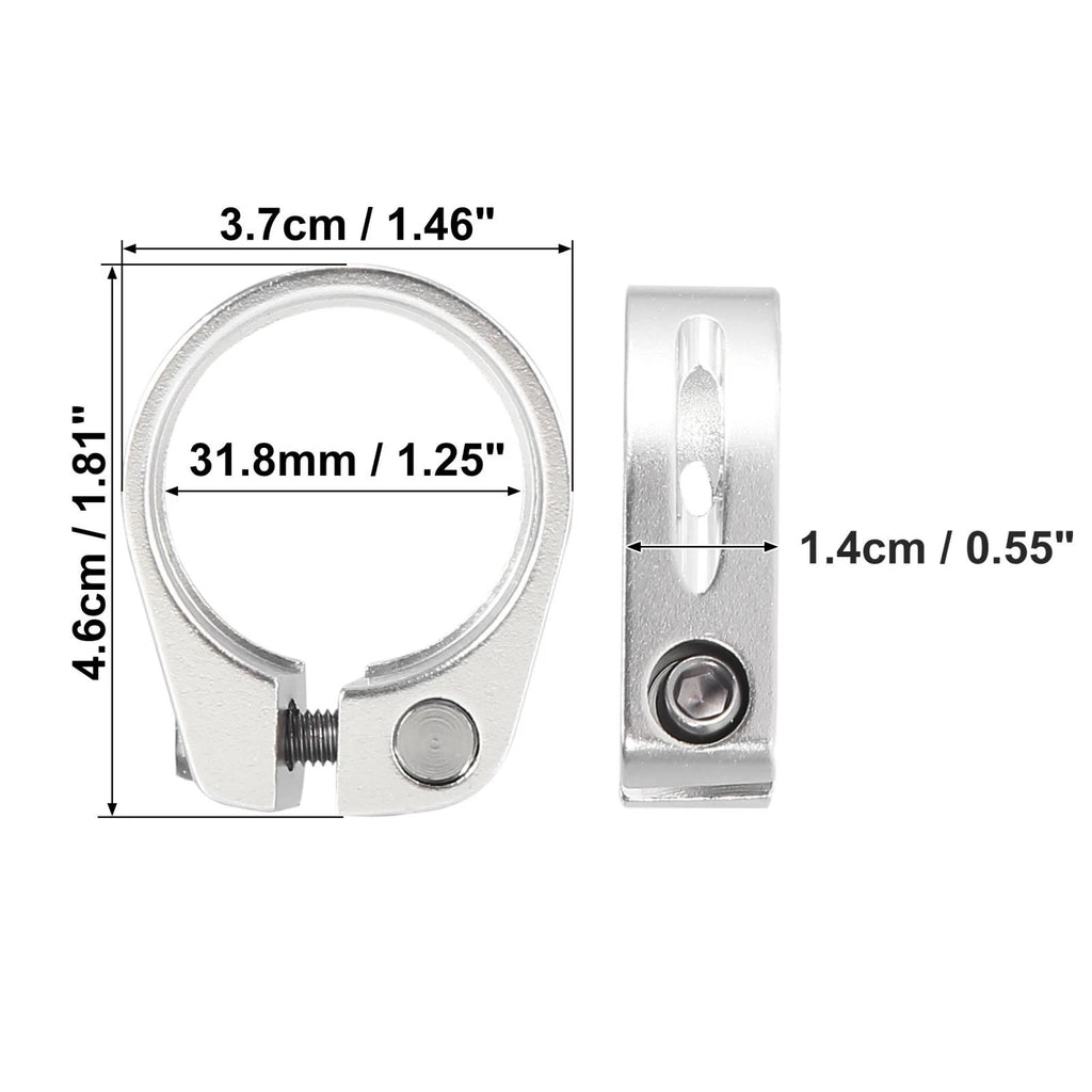 Bicycle Seat Post Clamp 31.8mm Aluminium Alloy for Silver Tone (Universal)
