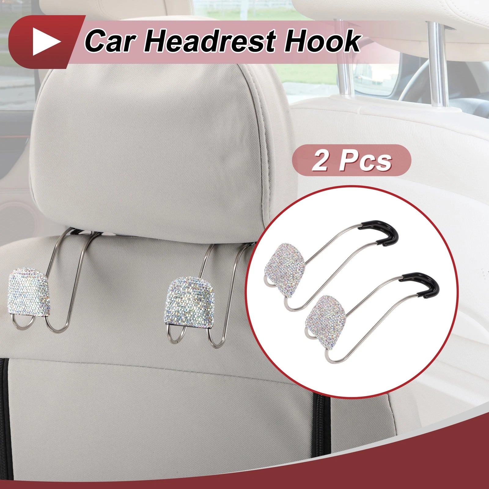 2 Pcs Universal Car Seat Headrest Hook for Purses and Bags (Multicolor)