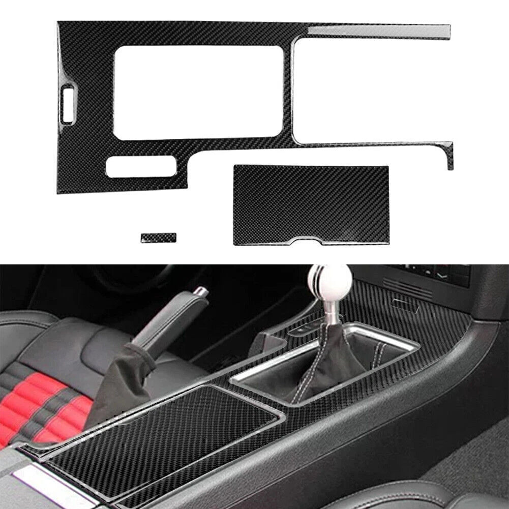 3Pcs Carbon Fiber Interior Gear Shift Box Panel Cover for Ford Mustang (2009–2013)