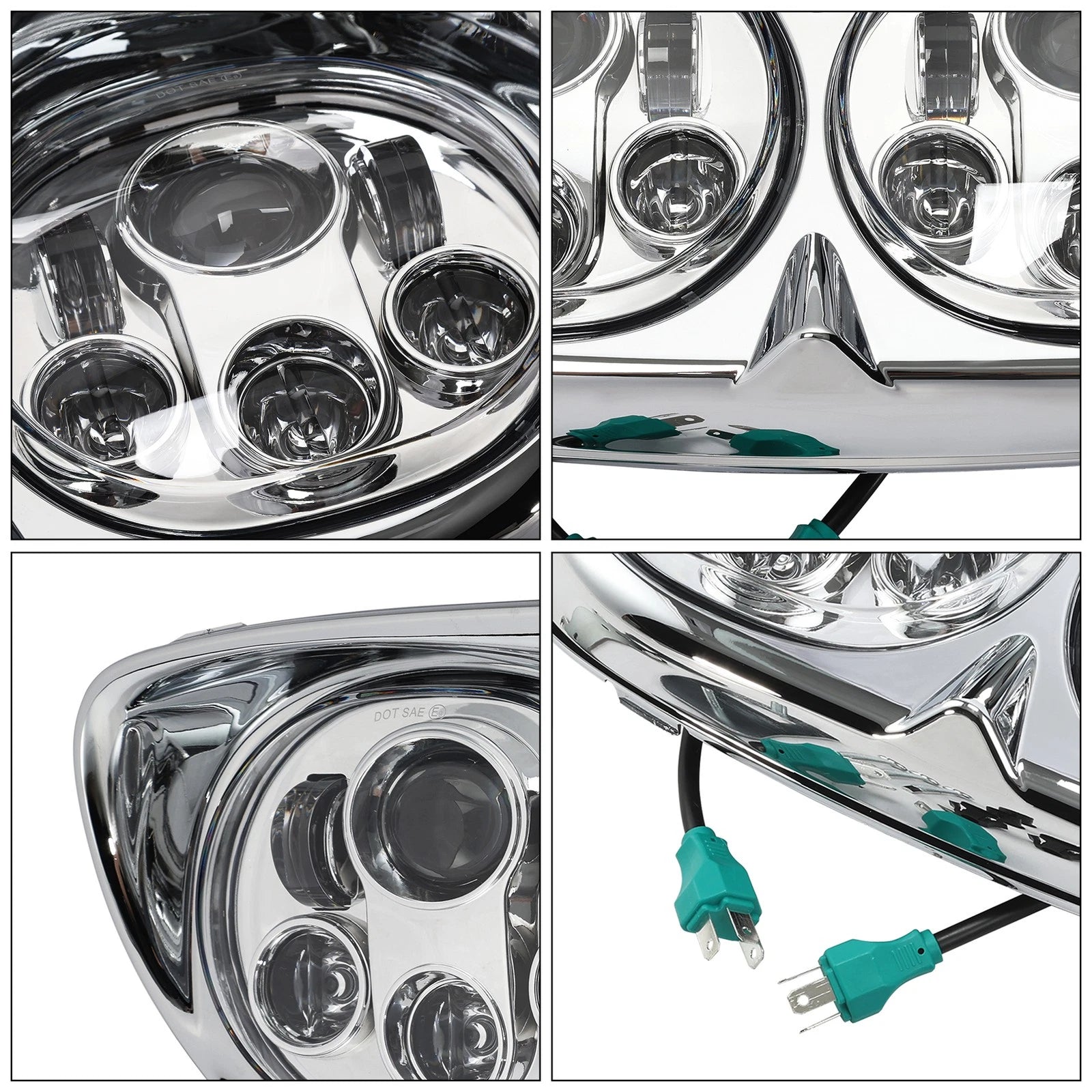 5 3/4" Projector LED Dual Front Headlight Lamp for Harley Road Glide (1998–2013)