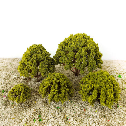Set of 12 Green Model Trees for HO Scale Train Railroad Diorama