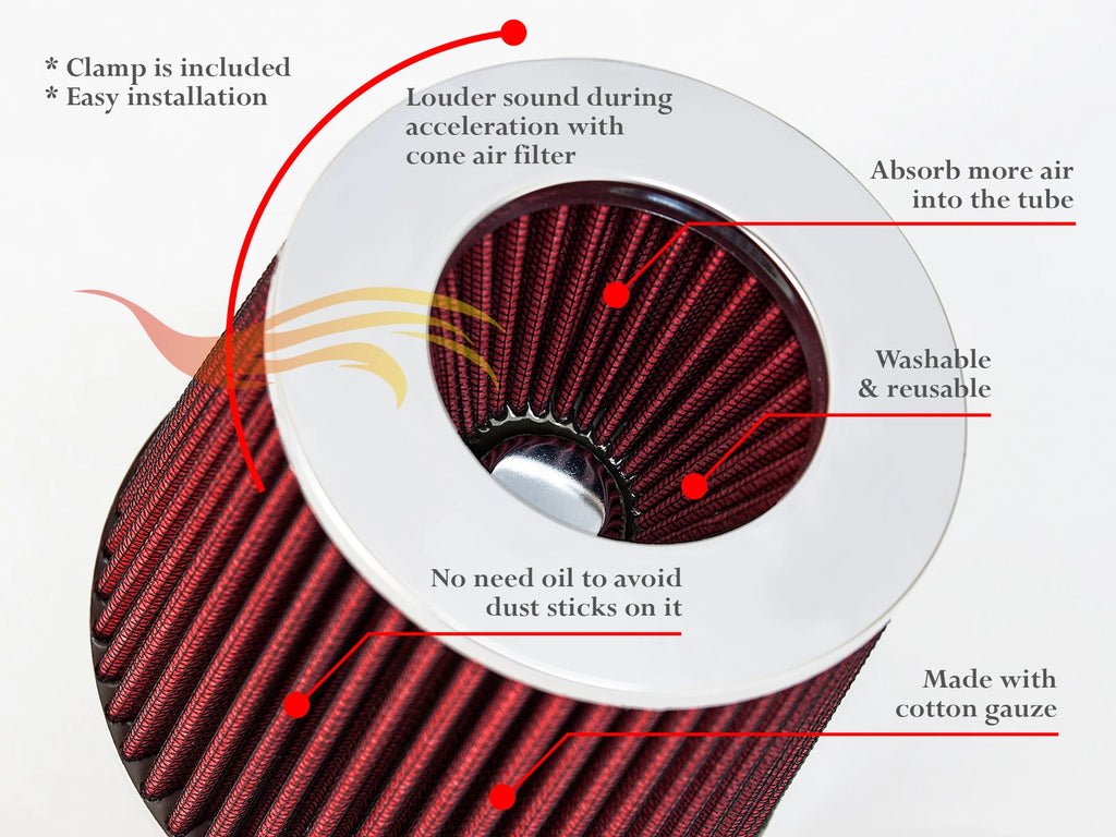 3" Cold Air Intake Cone Replacement Filter for