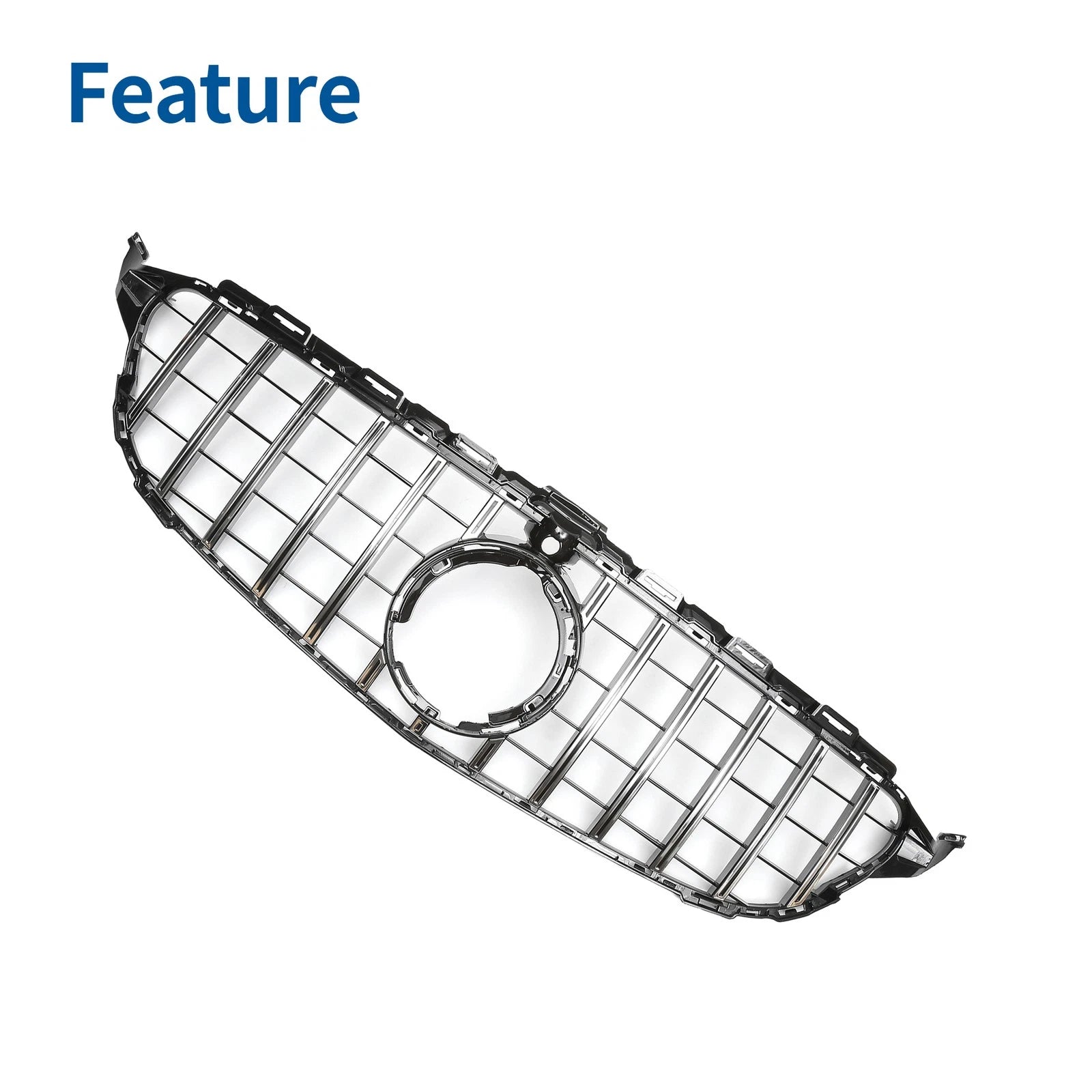 Front Upper Bumper Grille Grill for Mercedes-Benz C180 Chrome Black (2011–2014)