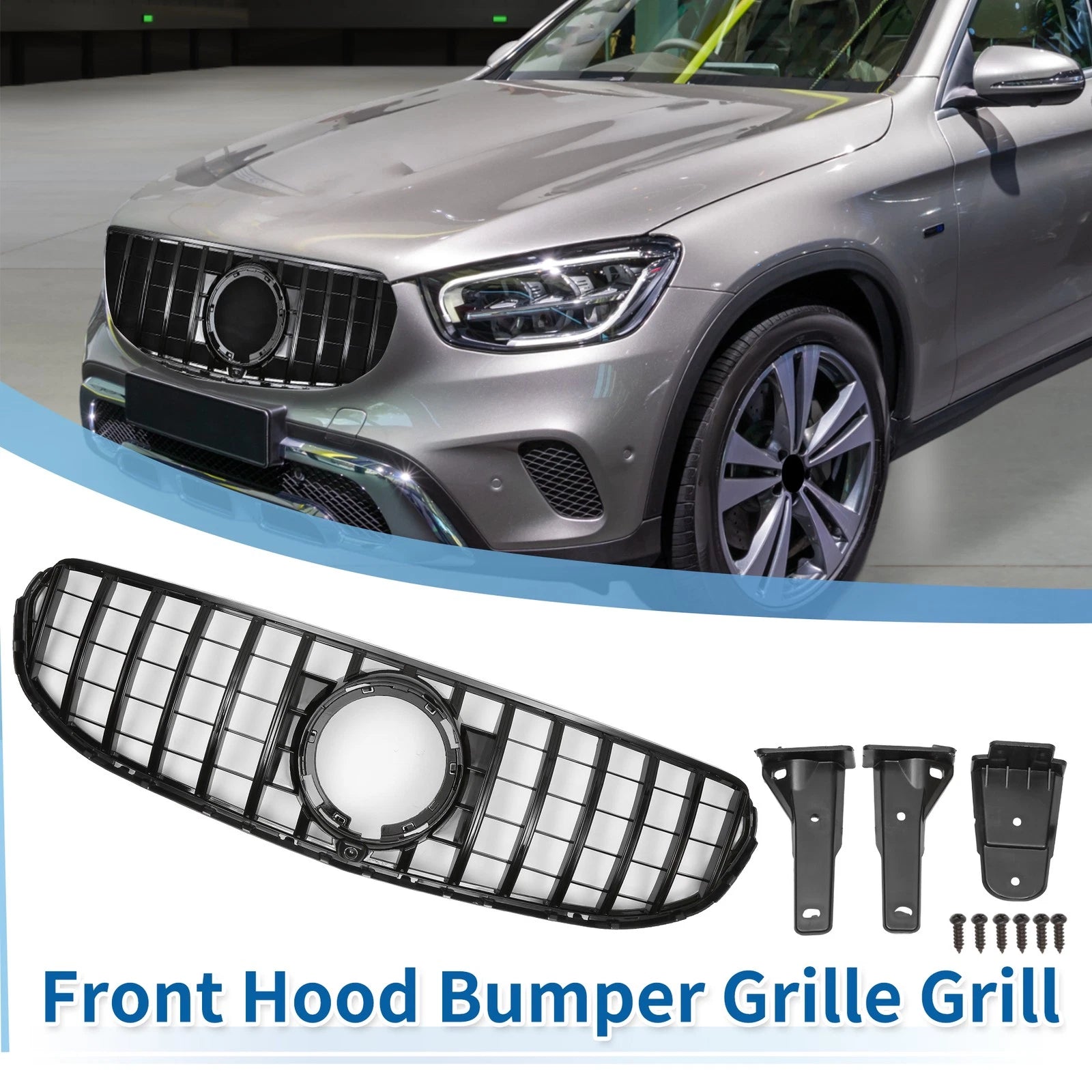 Front Upper Bumper Grille Grill for Mercedes-Benz GLC300 (2020–2021)