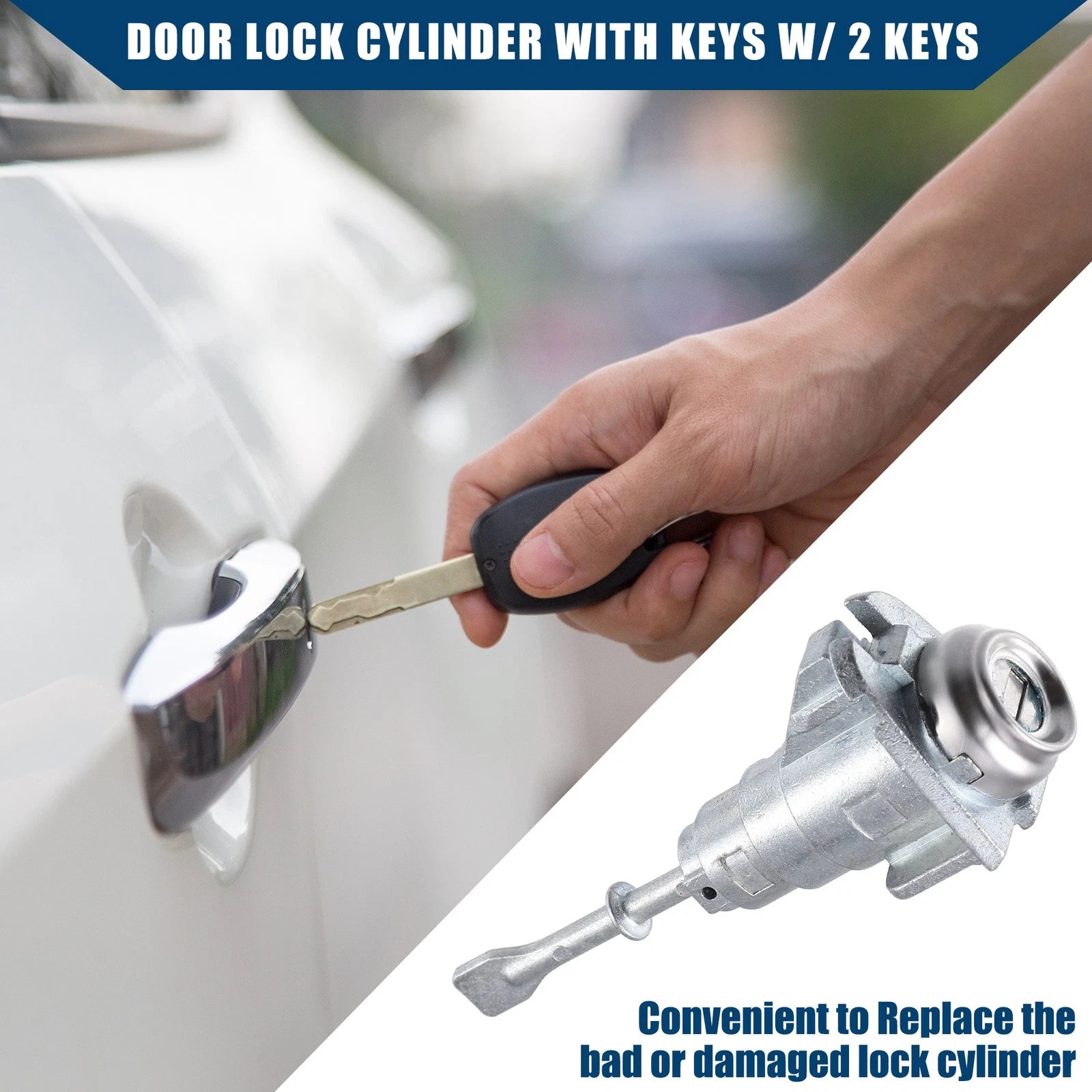 Door Lock Cylinder Front Left Replacement with 2 Keys for Hyundai Elantra (2006–2010)