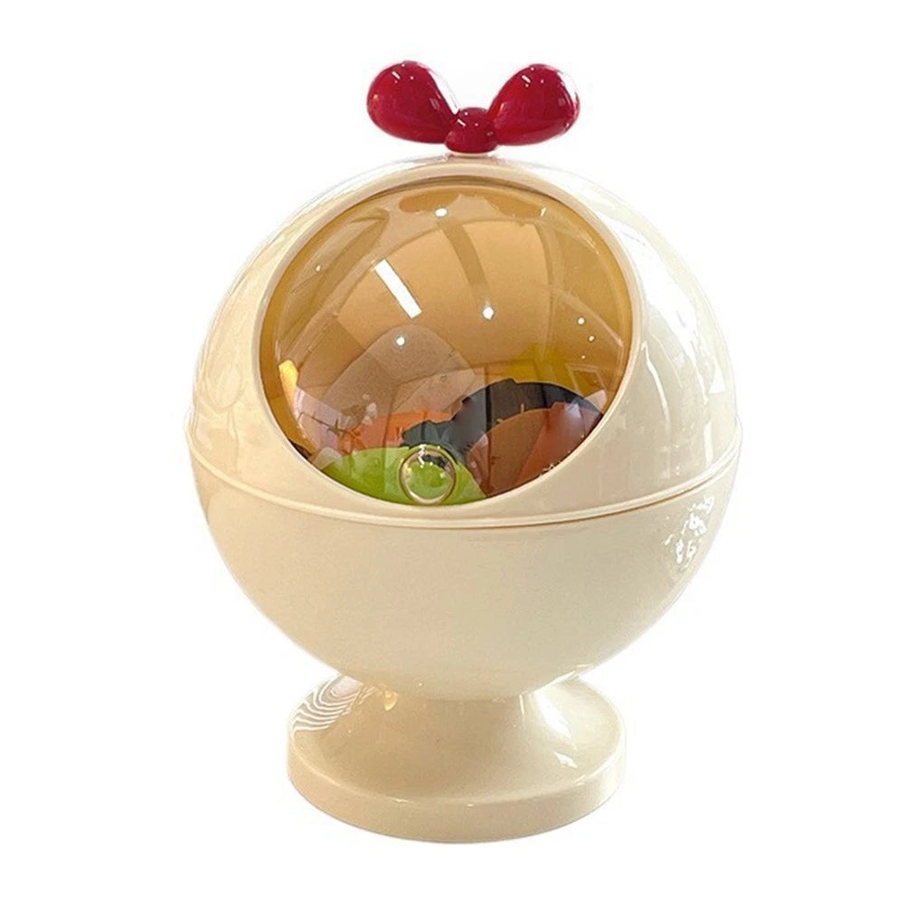 Clear Roll Top Lid Spherical Candy Bowl Kitchen Food Storage Container