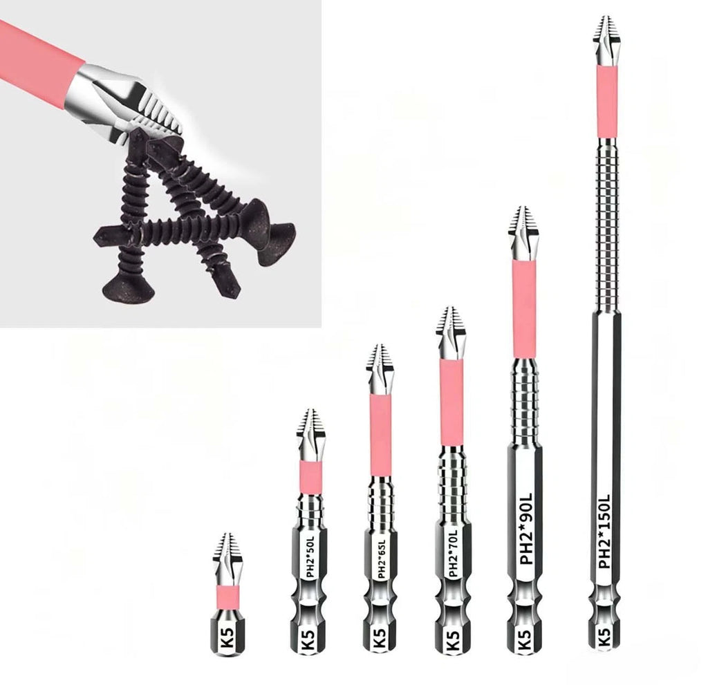 Set of 6 PH2 Magnetic Screwdriver Bits for (25mm–150mm)