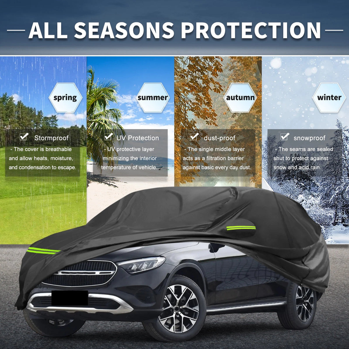 Waterproof Car Cover Heavy Duty 210D PU for Mercedes-Benz GLC (2015–2023)