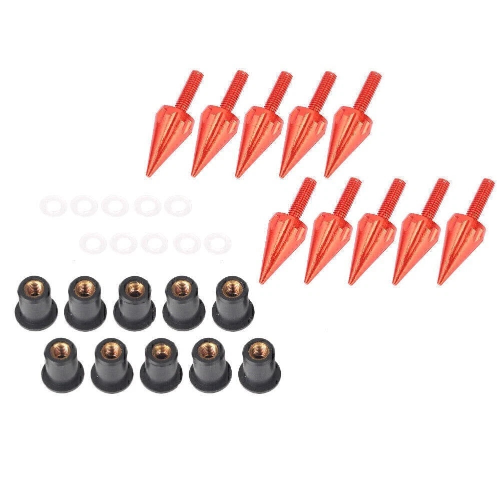 10X Windshield Spike Bolts for Honda Kawasaki Suzuki (Universal) Orange