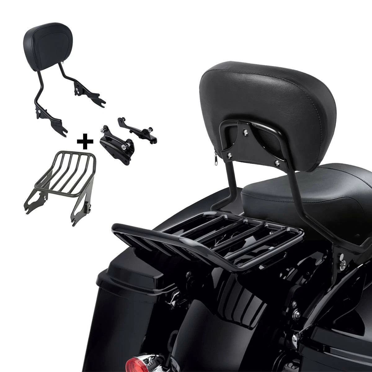 Sissy Bar Backrest Luggage Rack Docking Kit for Harley Touring (2009–2013)