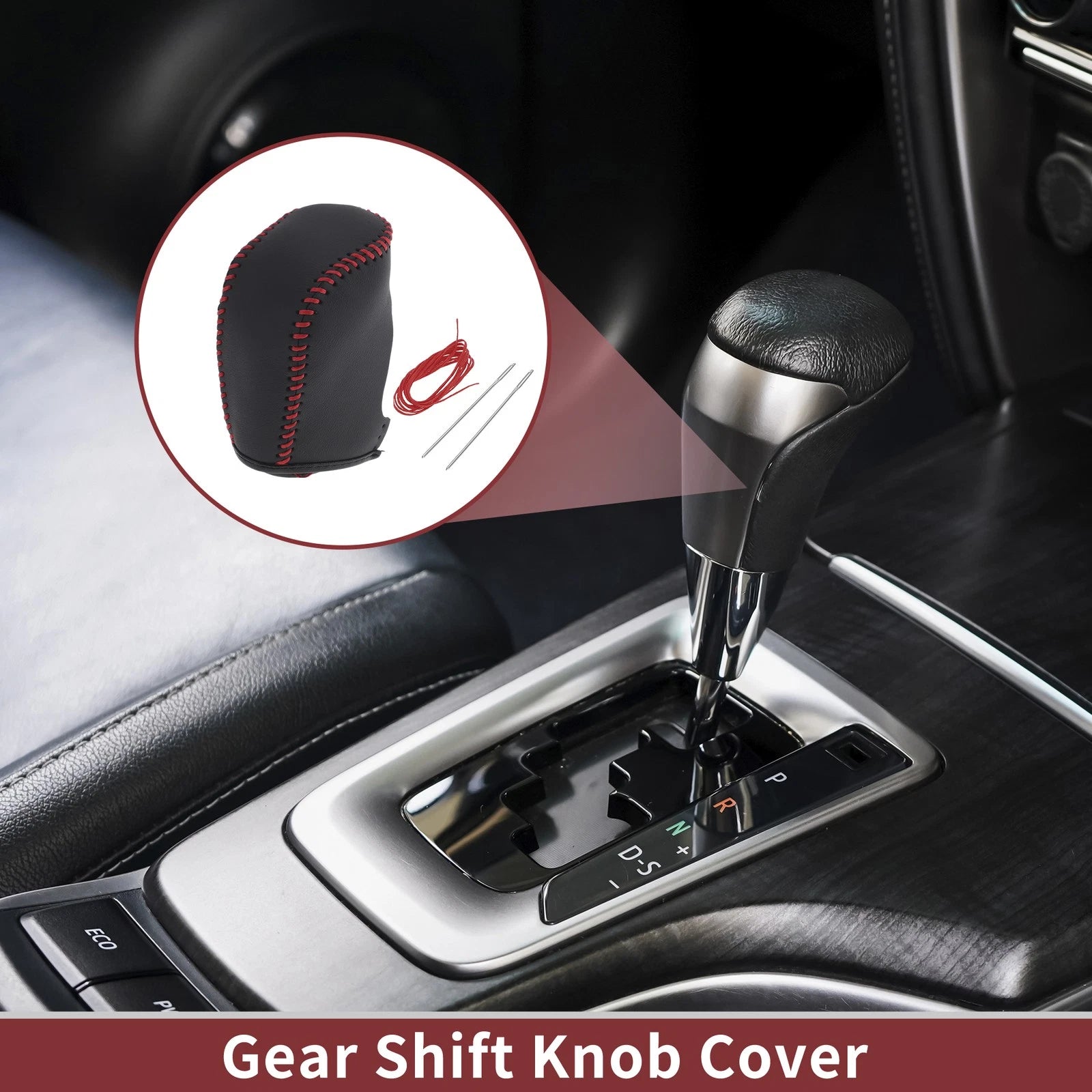 Gear Shift Knob Cover Replacement for Hyundai Sonata (2011–2014) Black Red