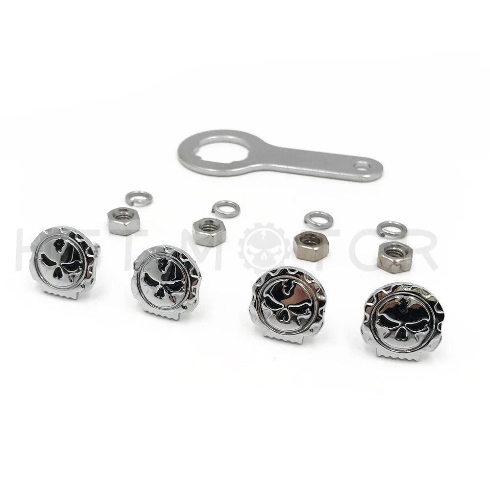 Gear Skull License Plate Mount Hardware for Universal Vehicles (1/4" Chrome)