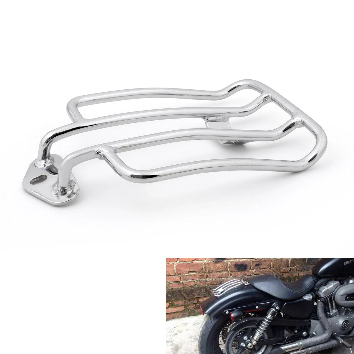 Chrome Solo Rack for Harley-Davidson XL883 1200 Sportster (2004–2015)