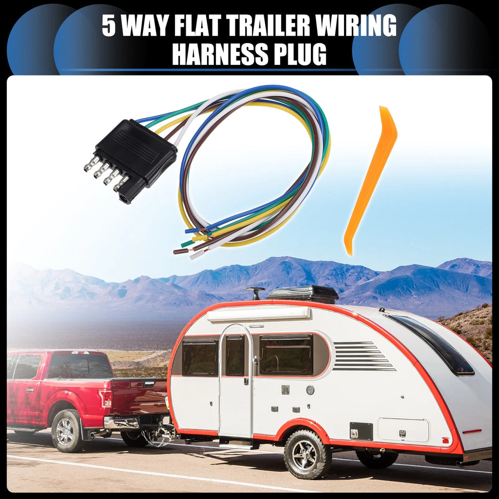 Trailer Wiring Harness 5 Way Flat Plug Replacement for Universal Fit (—)