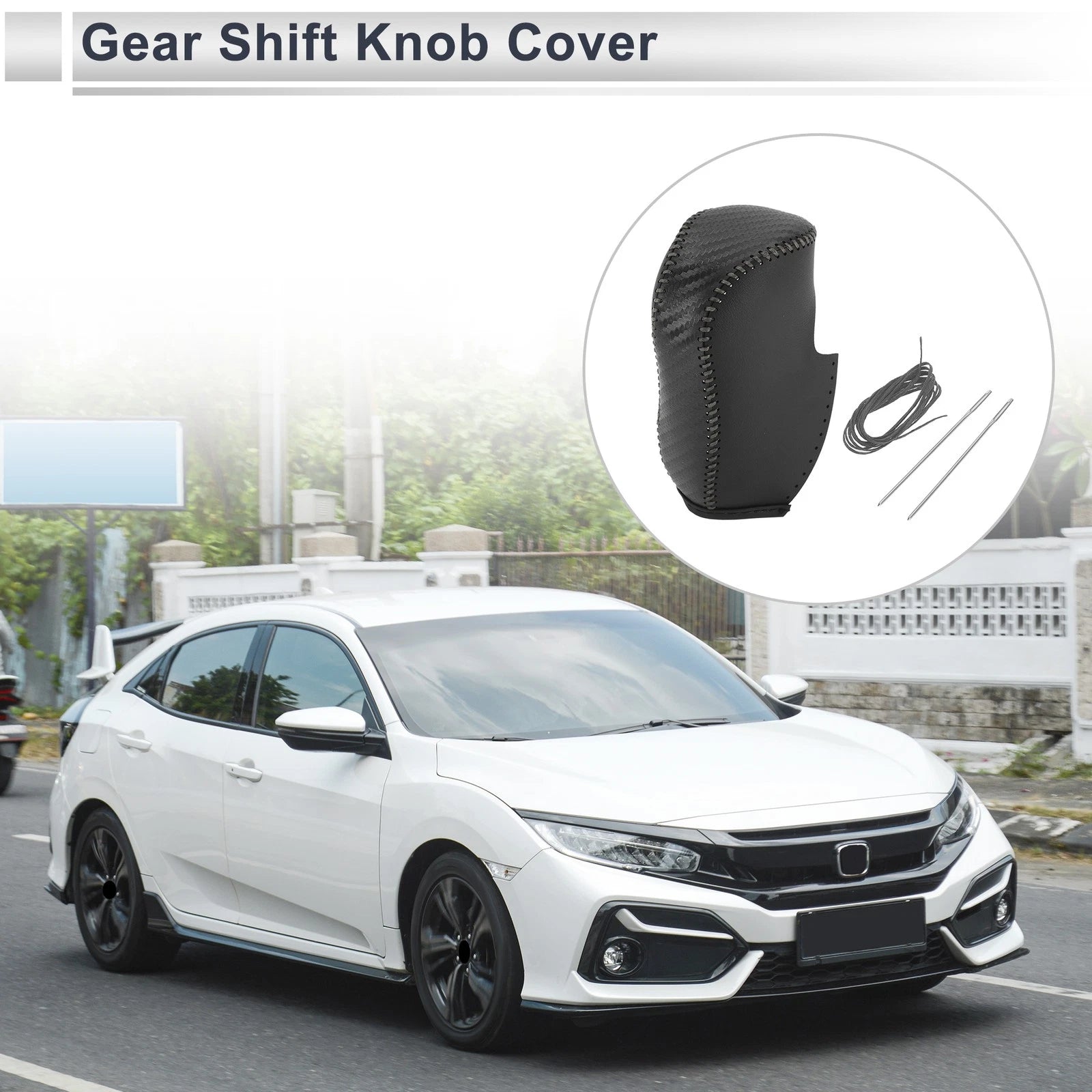Gear Shift Knob Cover Replacement for Honda Civic (2012–2014) Carbon Fiber