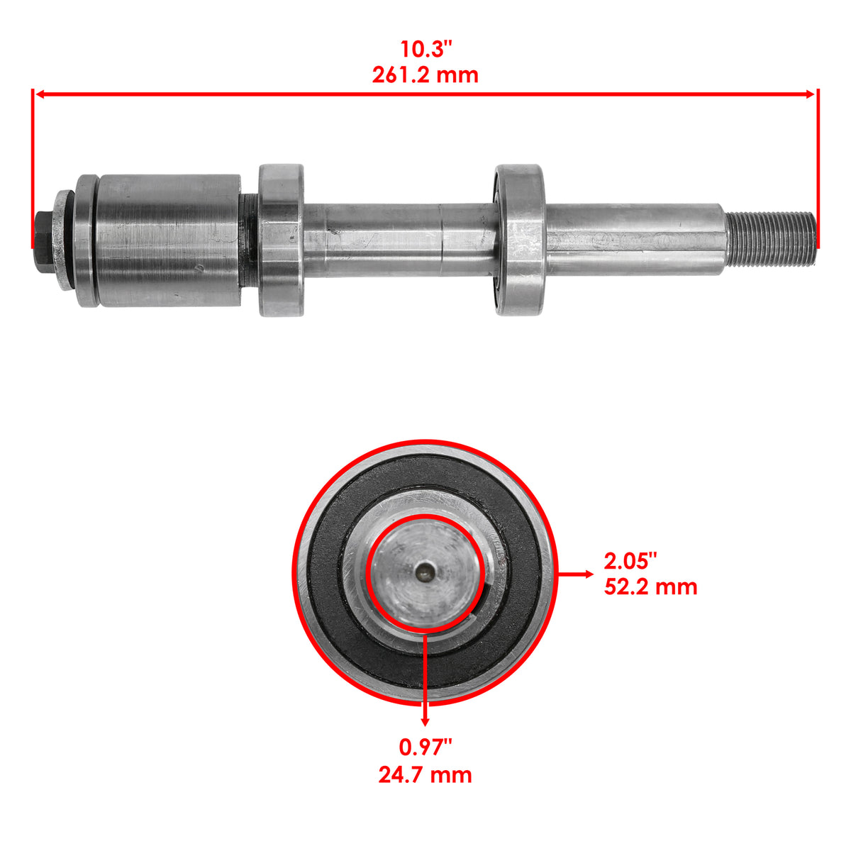Spindle Shaft with Bearings Replacement for Exmark TR23KC TT20KCC (2005–2009)