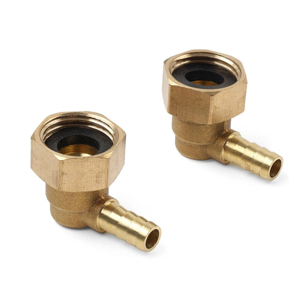 2X Brass Hose Barb Fitting Elbow 6mm x G1/2 for Pipe Connectors