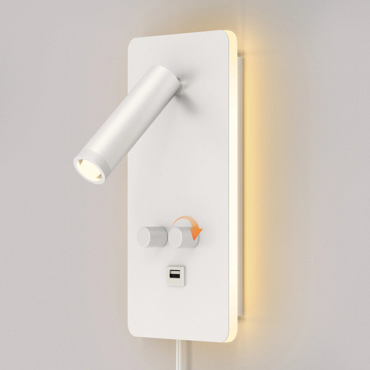 LED Wall Sconce Bedside Reading Light with USB Charge Port