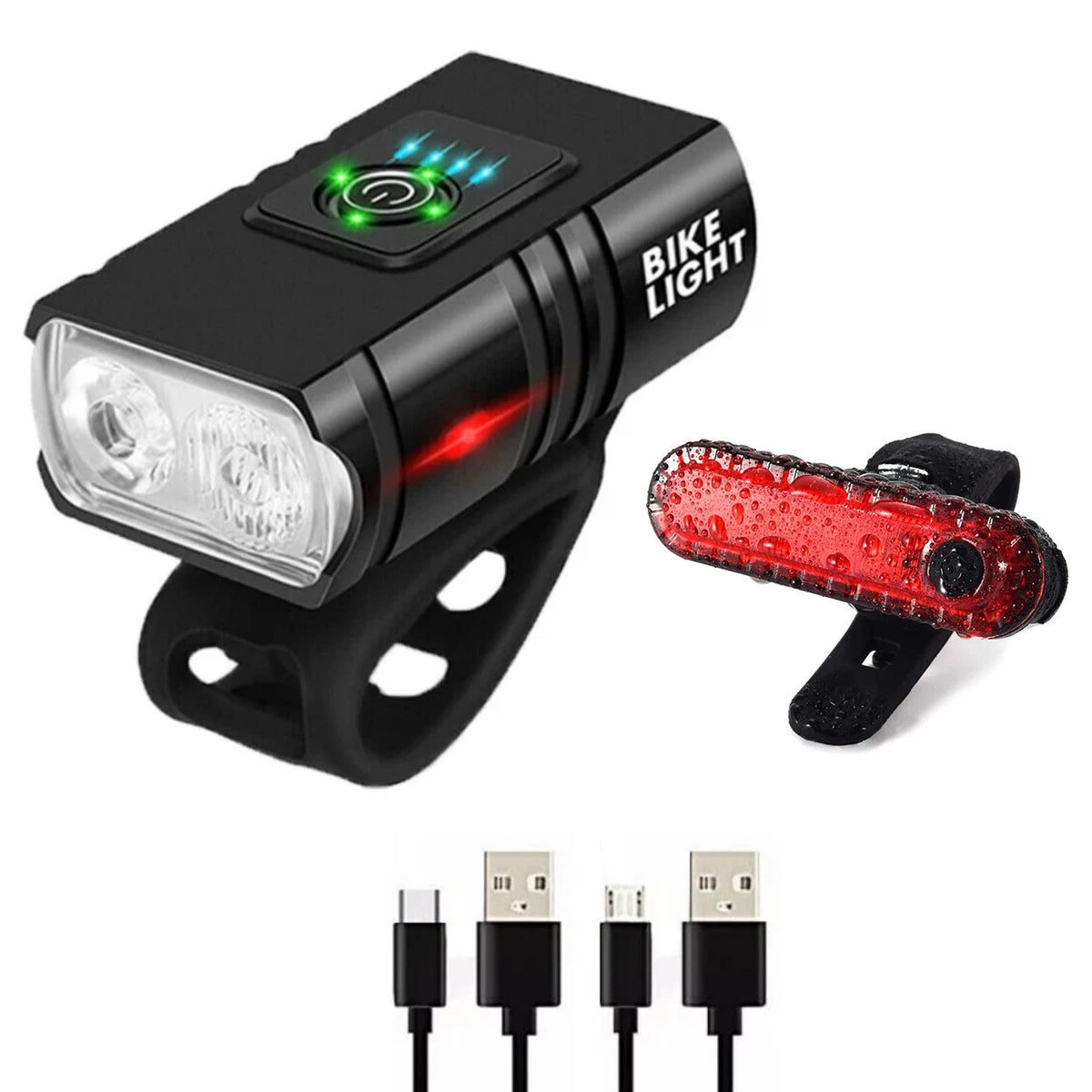6 Mode LED Bicycle Light Set 1000LM USB Rechargeable for Night Riding