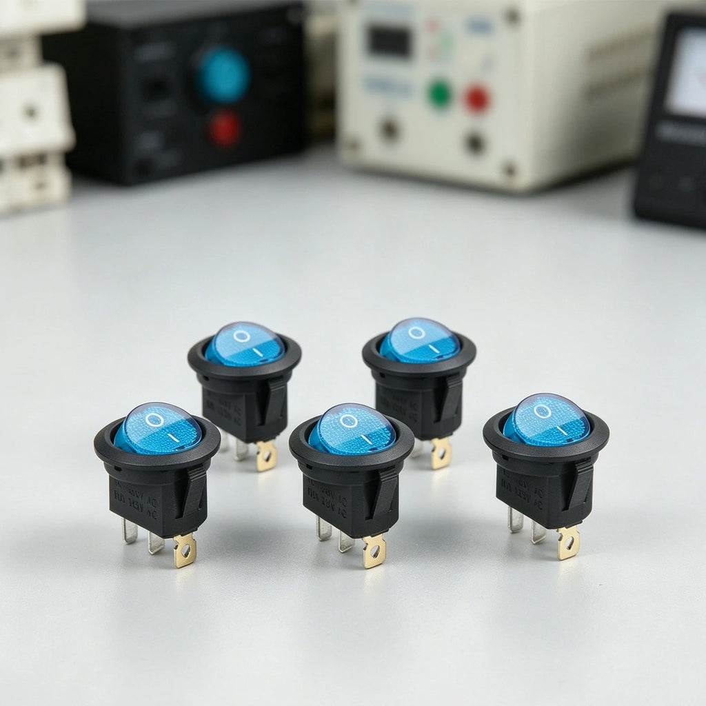 Blue LED Round Rocker Switch for Marine Auto (Waterproof)
