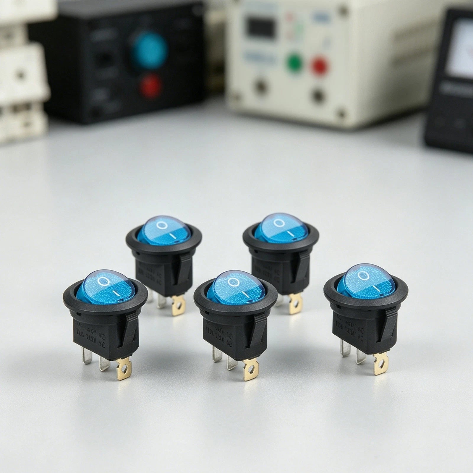 Blue LED Round Rocker Switch for Marine Auto (Waterproof)