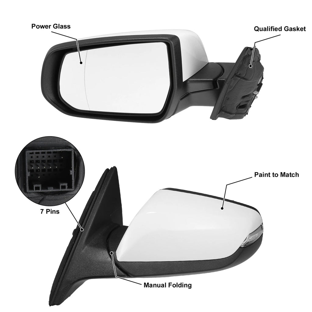 Left Side Door Mirror Assembly 7 Pin Replacement for Chevrolet Malibu Hybrid (2017–2020)