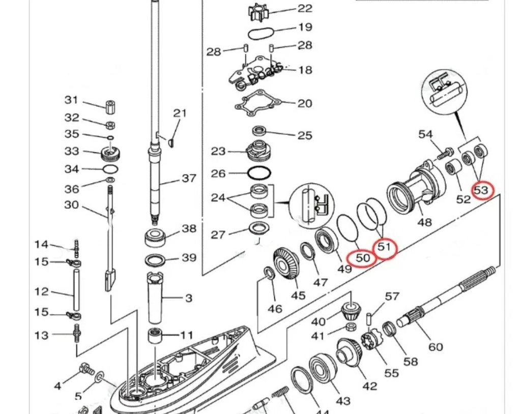 Lower Unit Gearcase Seal Kit for Yamaha Outboard (93101-22M00, 93210-74775)