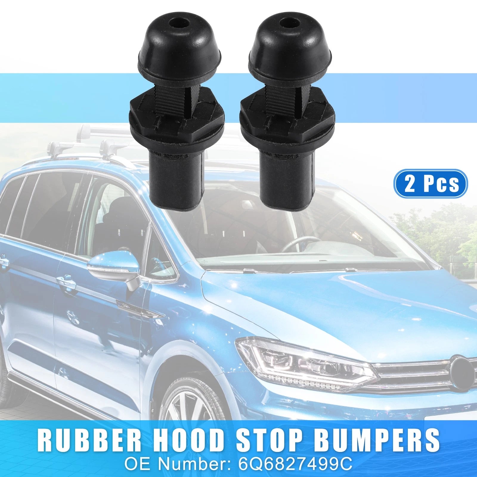 Hood Bumpers 2 Pcs Replacement for Volkswagen Fox 2005–2019 Golf 2004–2010