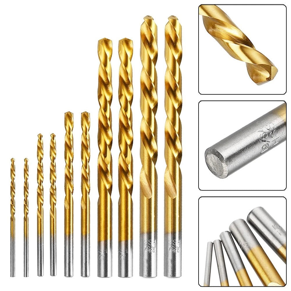 Set of 10 HSS Left Hand Drill Bits 3.2-8.7mm