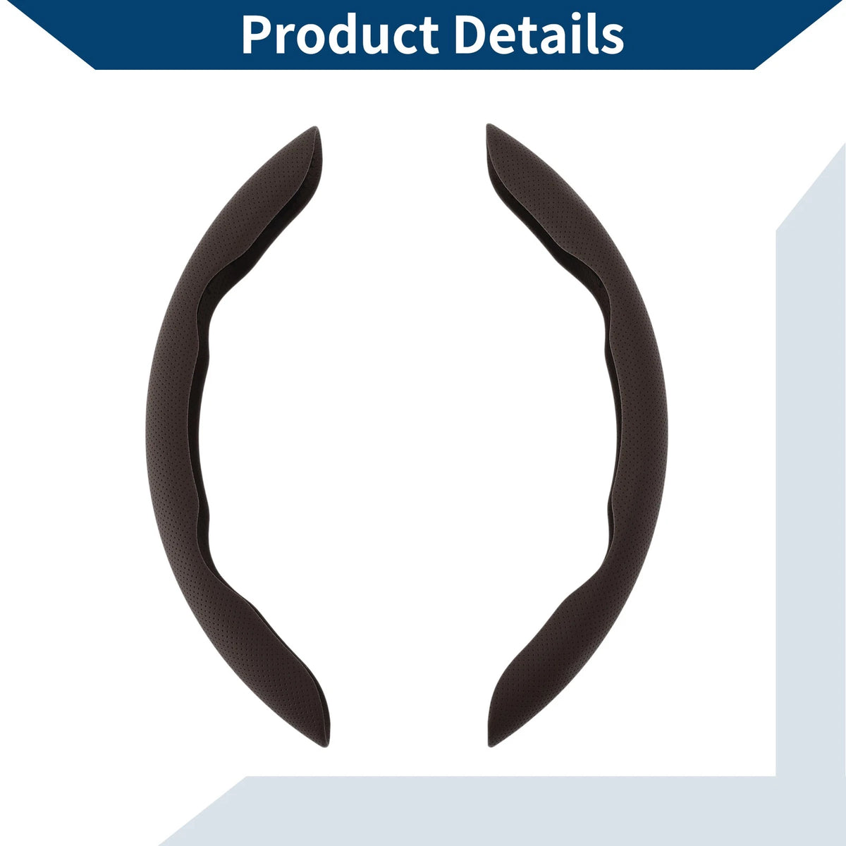 Set of 2 Rubber Steering Wheel Covers for Universal Fit (Mocha Brown)