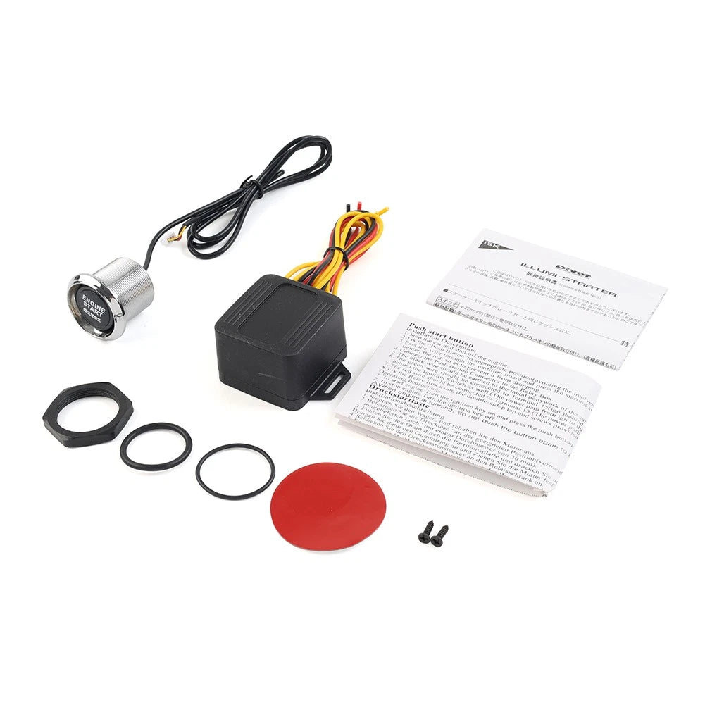 12V Car Engine Start Push Button Switch Ignition Starter Kit Blue LED