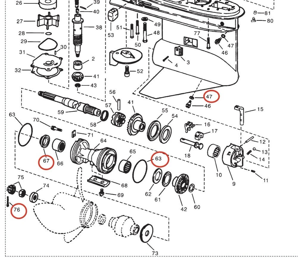Lower Unit Seal Kit for Evinrude Johnson (0341281, 18-8301, 18-7133, 18-4248)