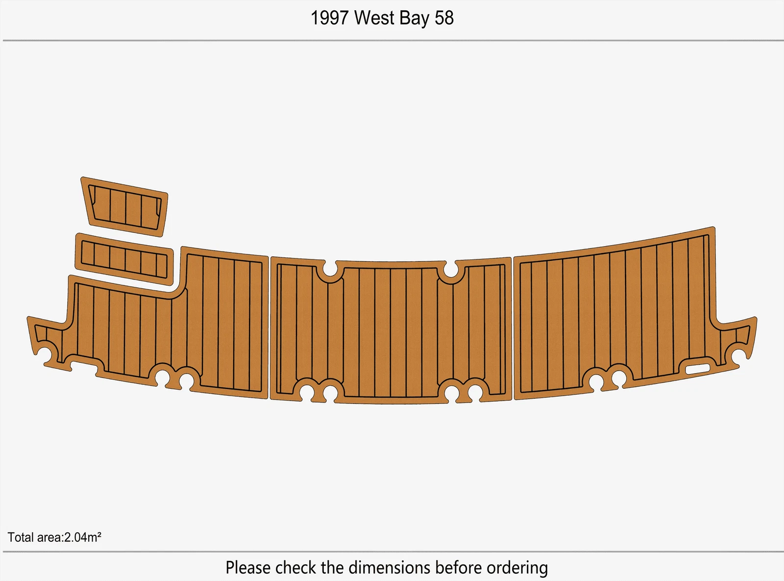 EVA Pads for West Bay 58 Swim Platform (1997) - Faux Teak Deck Flooring Mat