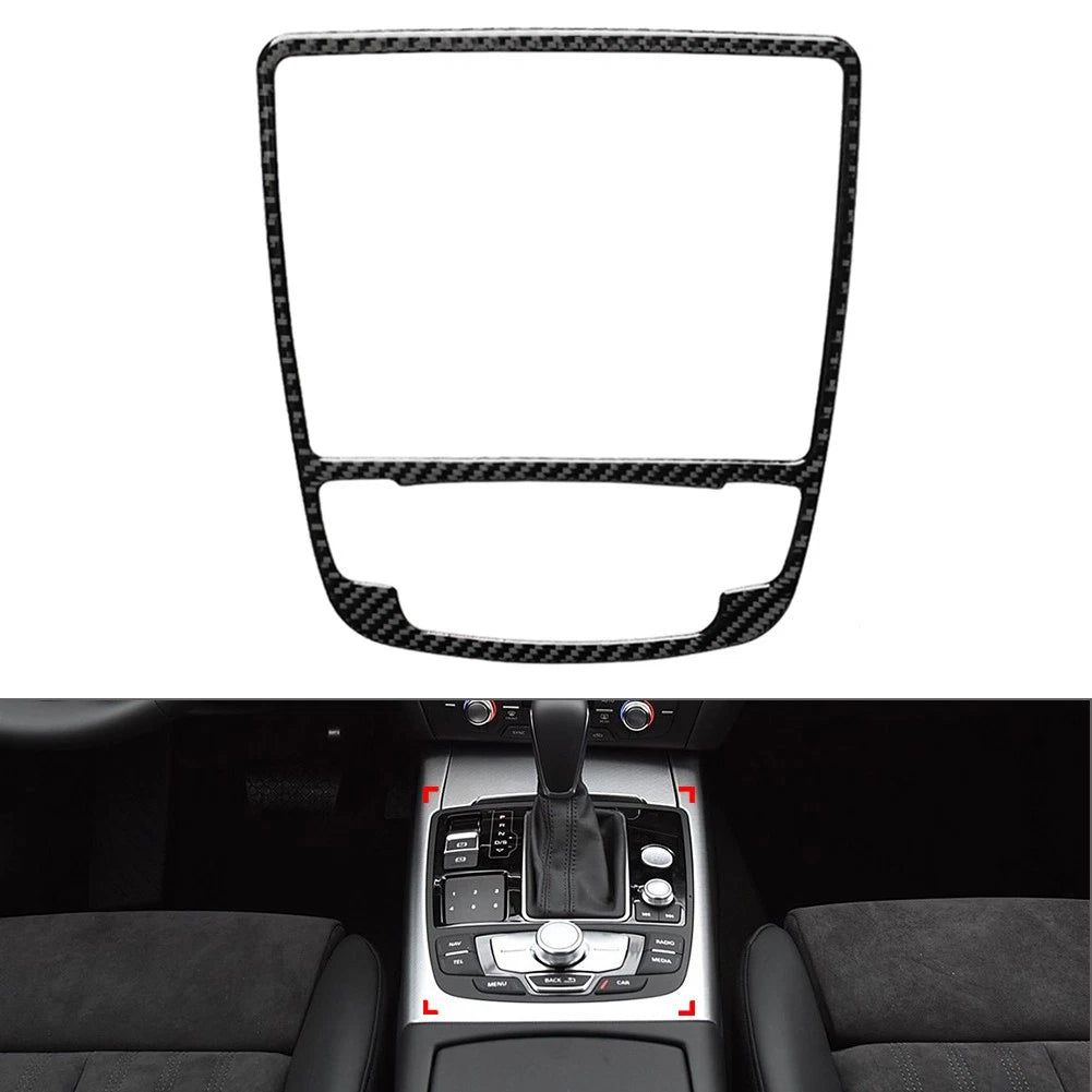 Carbon Black Center Console Gear Shift Panel Trim For Audi A6 A7 2012-2018